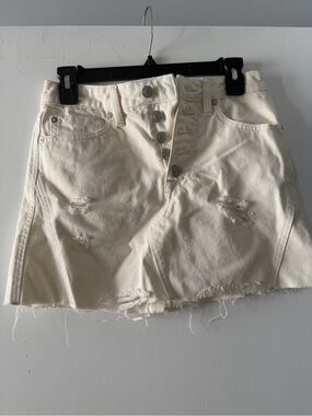 Free People Cream Demin Mini Skirt